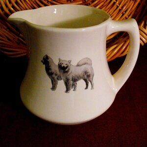 Vintage Pitcher with Two Dogs/Huskies, Dog Lover/Rustic Primitive Decor, Vase